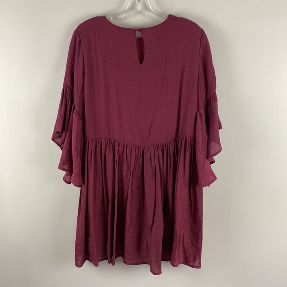 Alter’d State Burgundy Bell Sleeve Floral Dress / Tunic  Size Medium - Picture 3 of 13